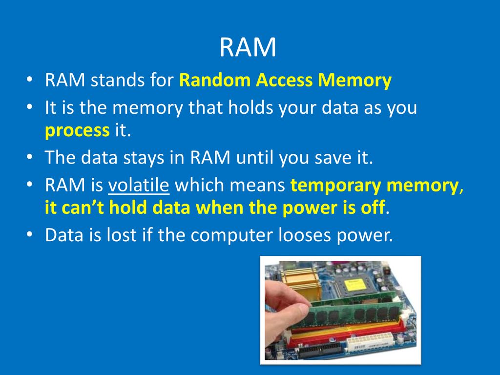 Ram temporary memory store